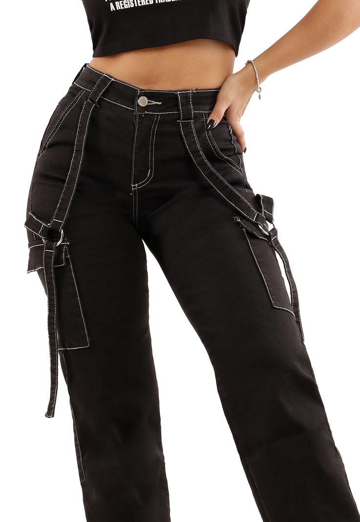 Jeans Mujer Cargo Negro JE3627N-2