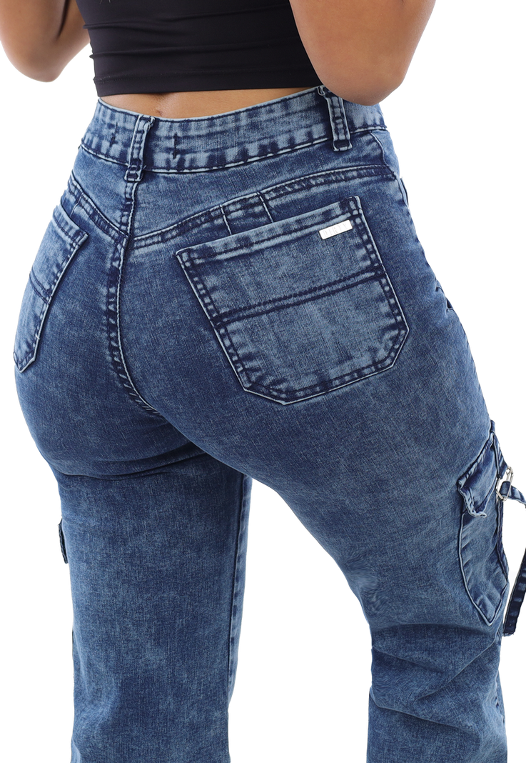 JEANS CARGO AZUL MUJER JE3916A-3