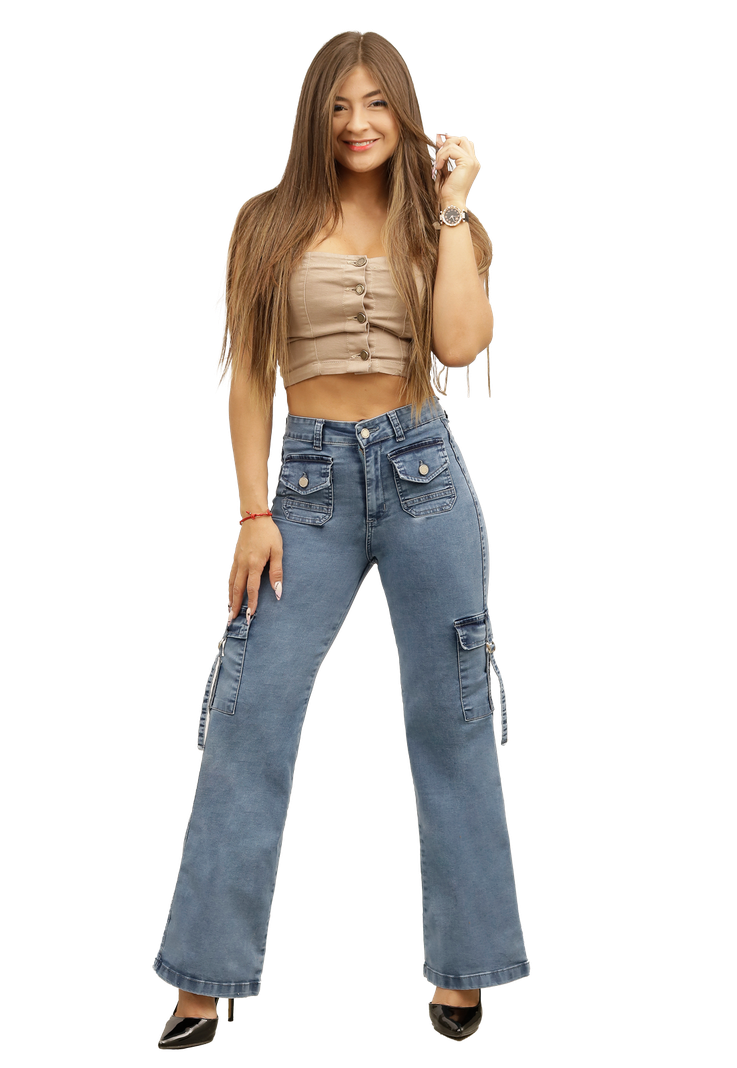 JEANS CARGO CELESTE MUJER JE3743C-0