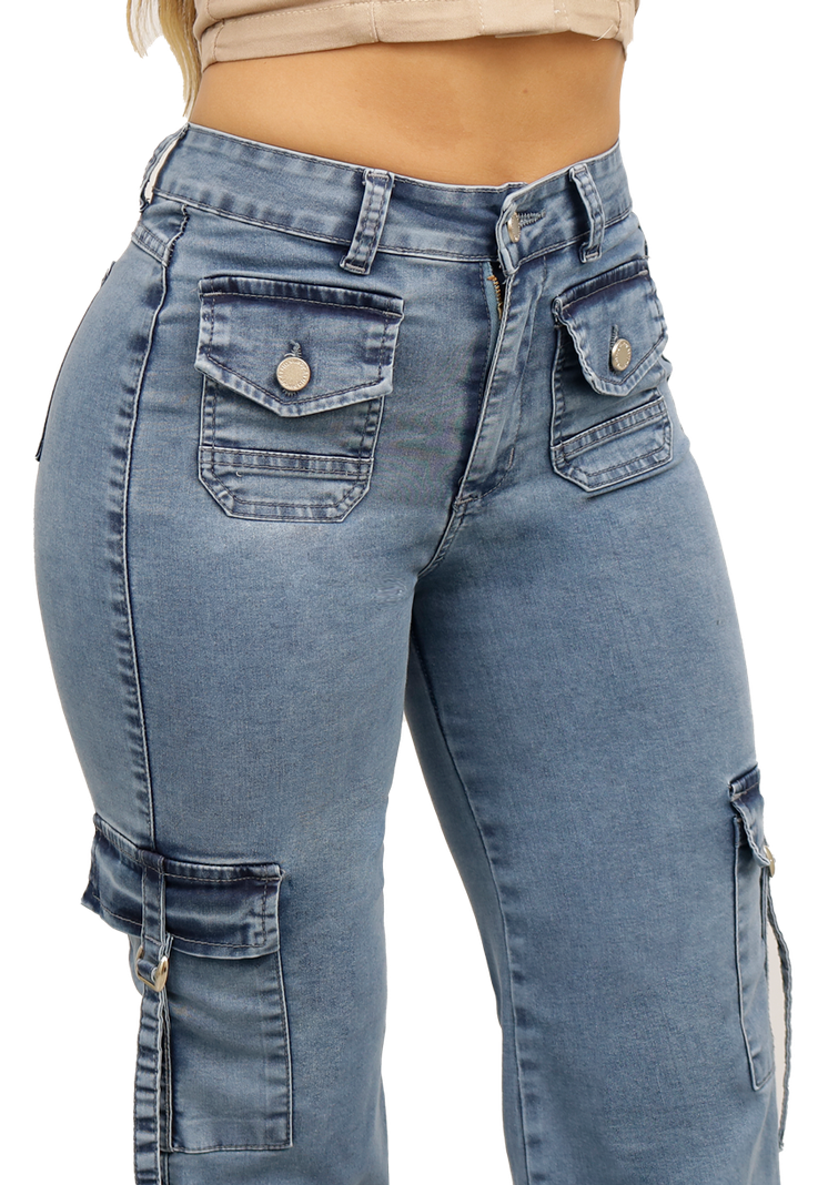 JEANS CARGO CELESTE MUJER JE3743C-2