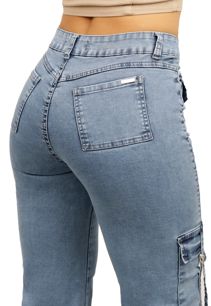JEANS CARGO CELESTE MUJER JE3743C-3