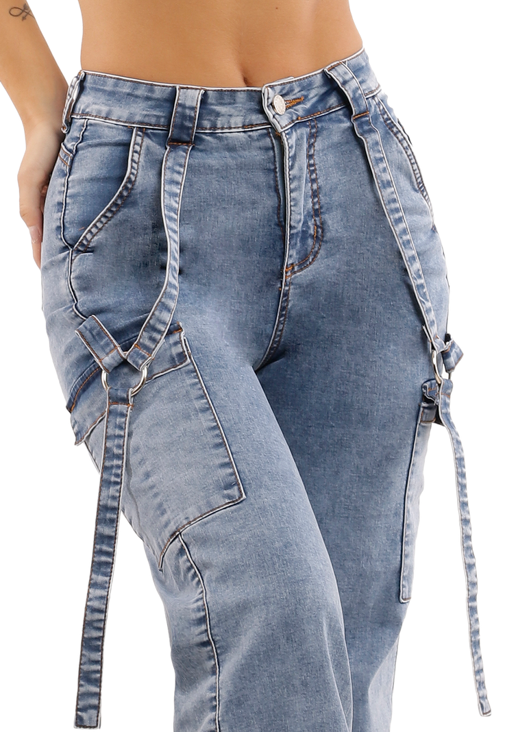 Jeans Mujer Celeste Cargo JE3627C-2