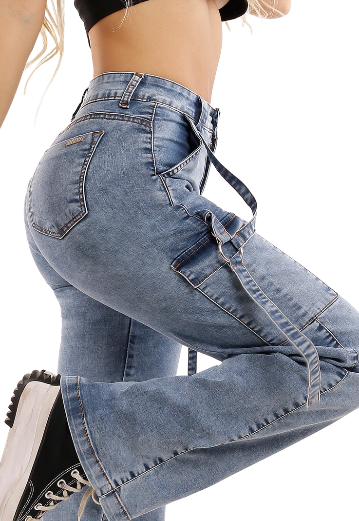 Jeans Mujer Celeste Cargo JE3627C-3
