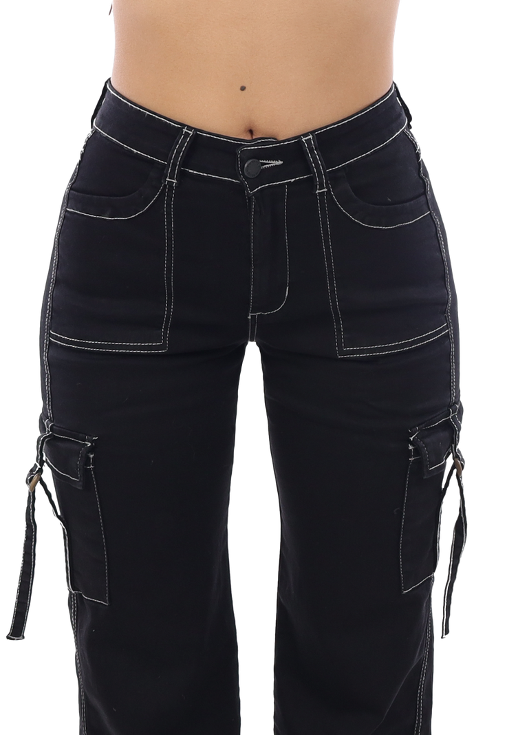 Jeans Cargo Negro Mujer JE3978N-4