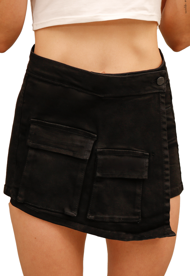 FALDA SHORT  NEGRO MUJER SH3801N-2