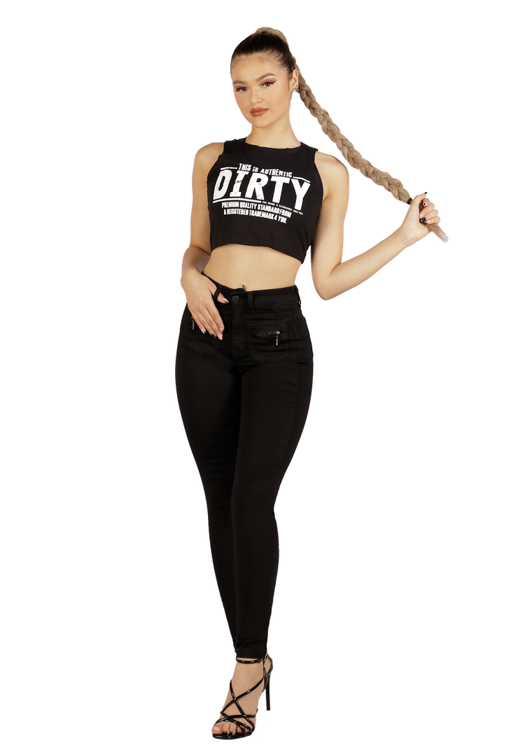 Jeans Pitillo Negro Mujer Dirty Jeans