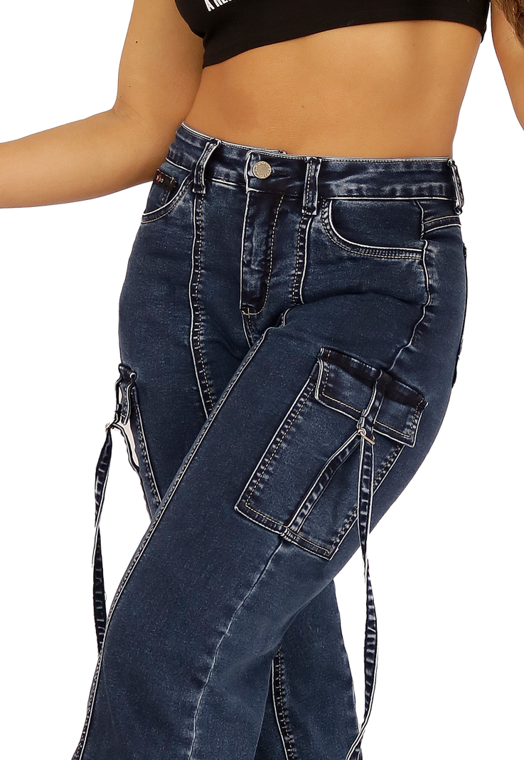 JEANS CARGO AZUL MUJER JE3709A-2