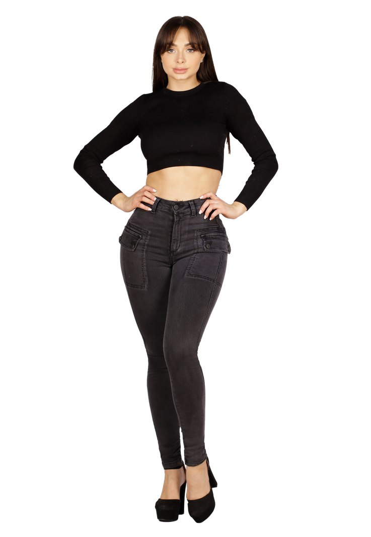 JEANS CARGO NEGRO MUJER JE3318N-0