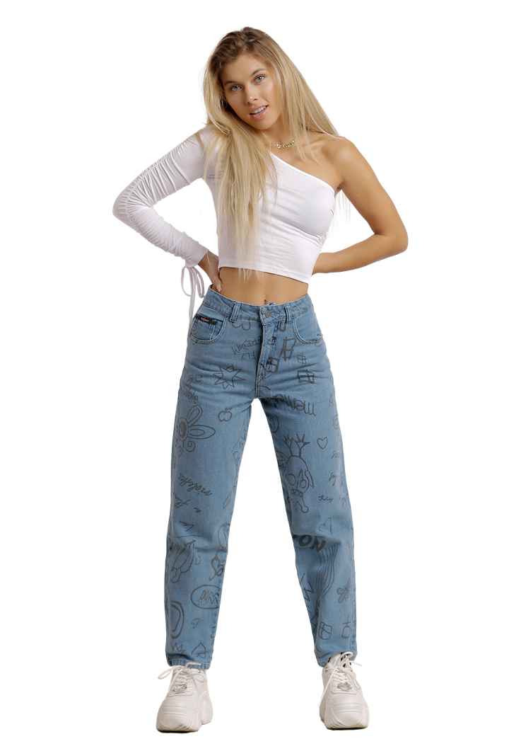 JEANS MOM CELESTE ESTAMPADO JE3032A-0