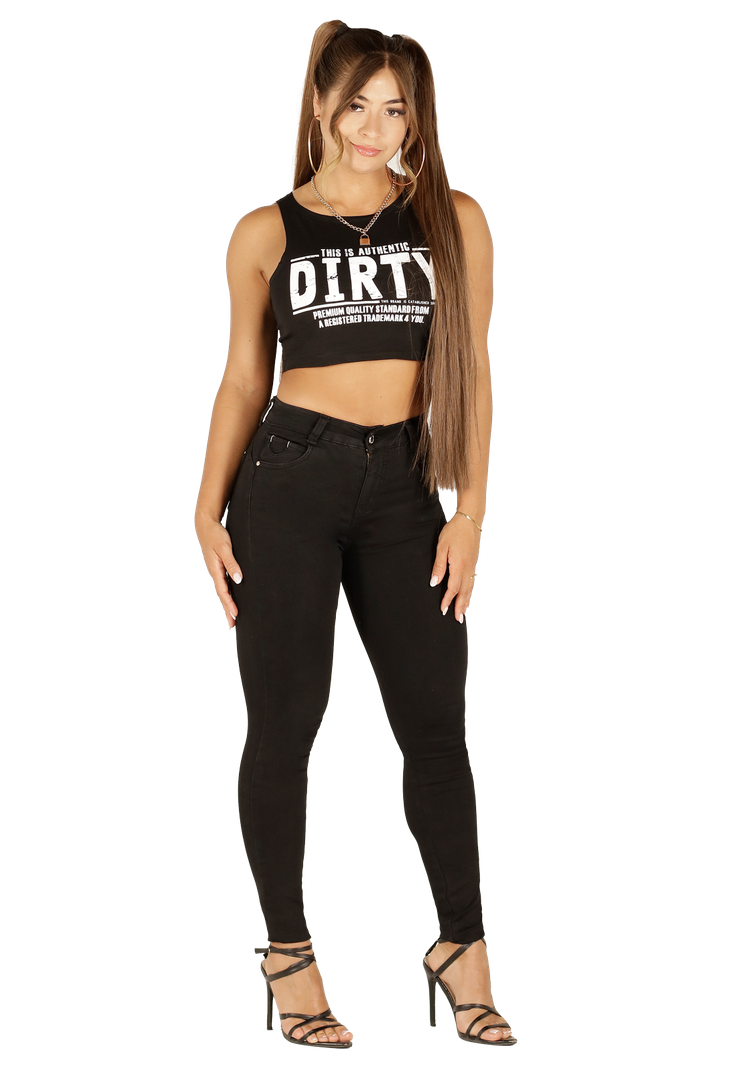 Jeans Skinny Negro Mujer-0