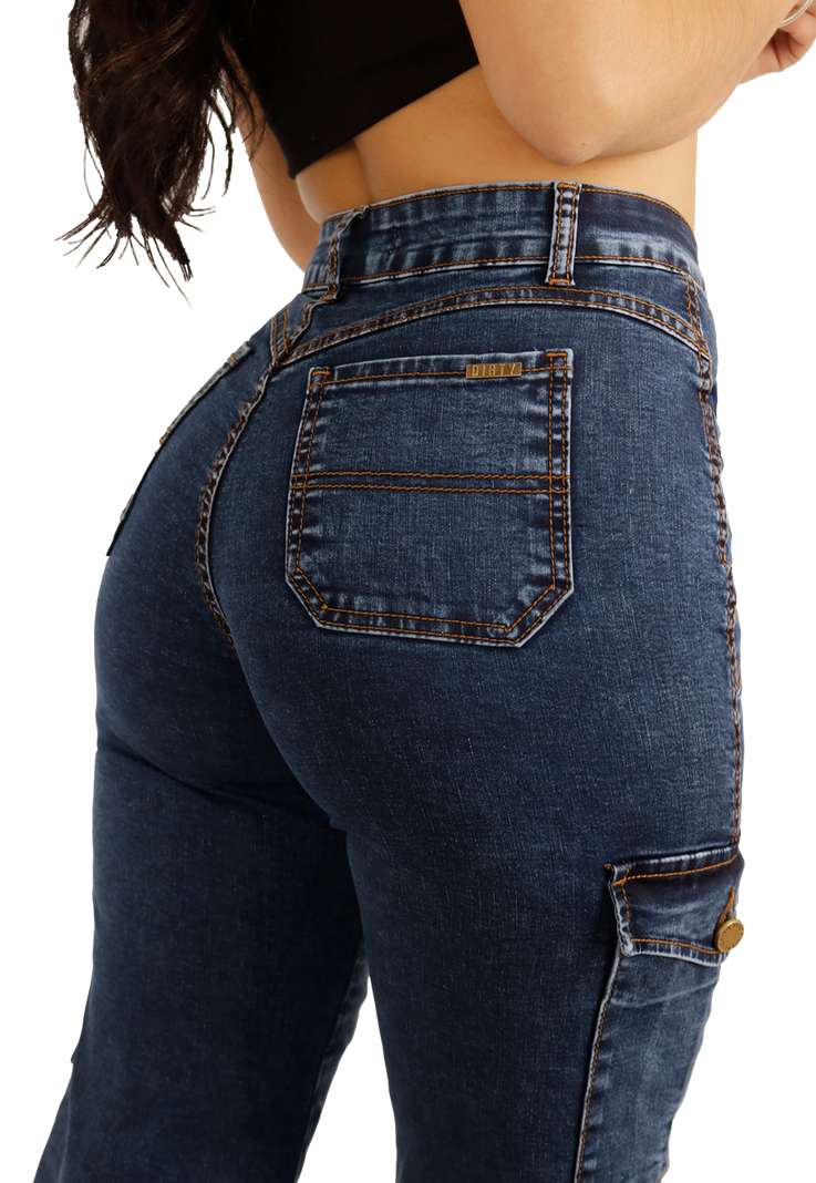 JEANS AZUL CARGO MUJER JE3678A-3