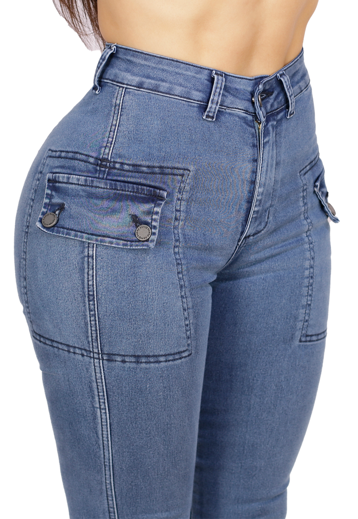Jeans Celeste Pitillo Cargo Mujer-4