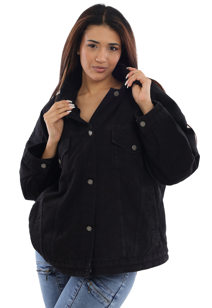 CHAQUETA MUJER ECO CUERO Y CHIPORRO CH3602N-0