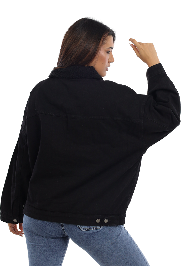 CHAQUETA MUJER ECO CUERO Y CHIPORRO CH3602N-1
