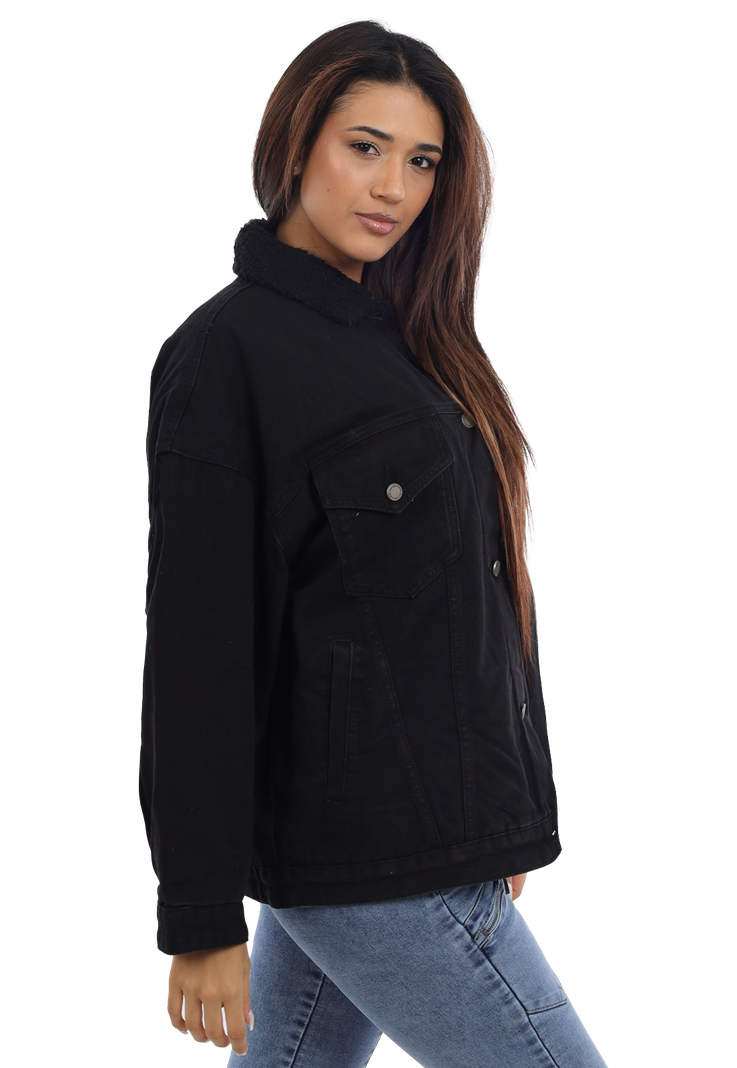 CHAQUETA MUJER ECO CUERO Y CHIPORRO CH3602N-2