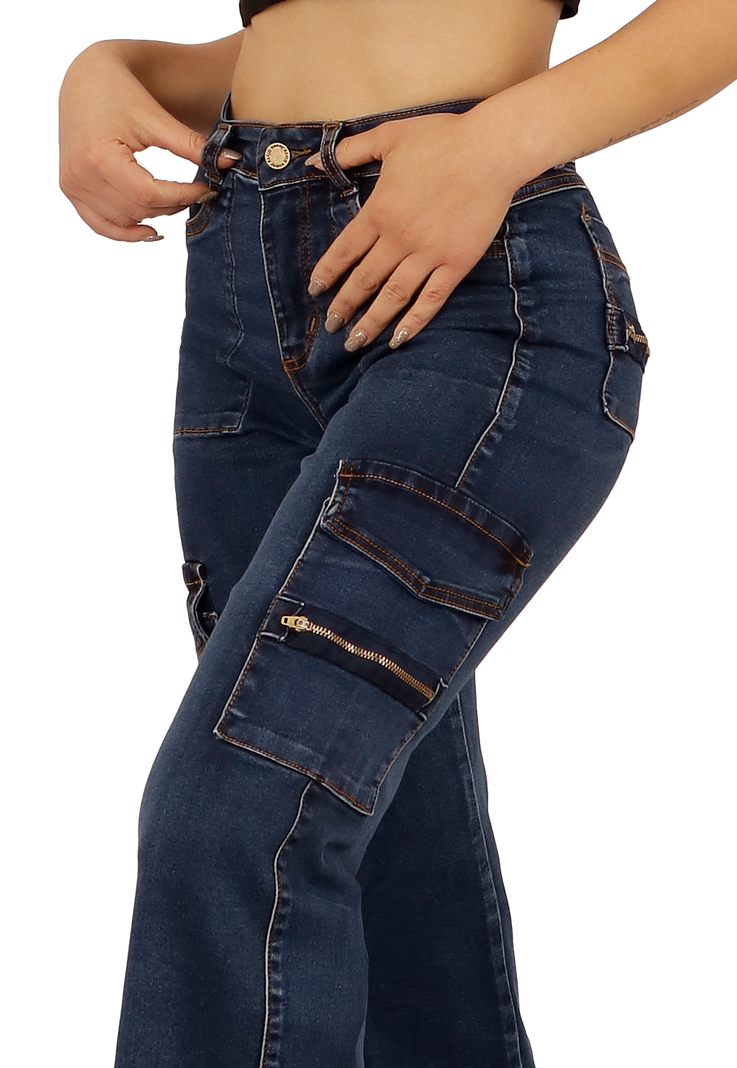 JEANS CARGO AZUL MUJER JE3705A-2