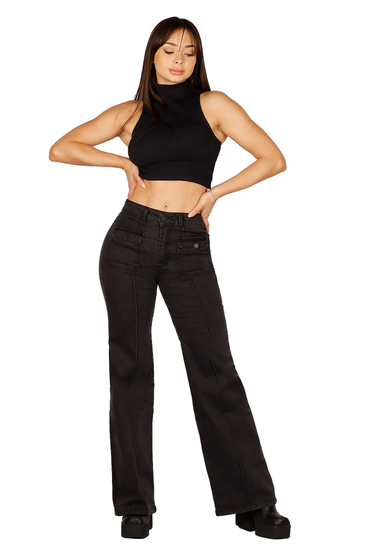 JEANS NEGRO ELASTICADO MOM MUJER JE3517N-0