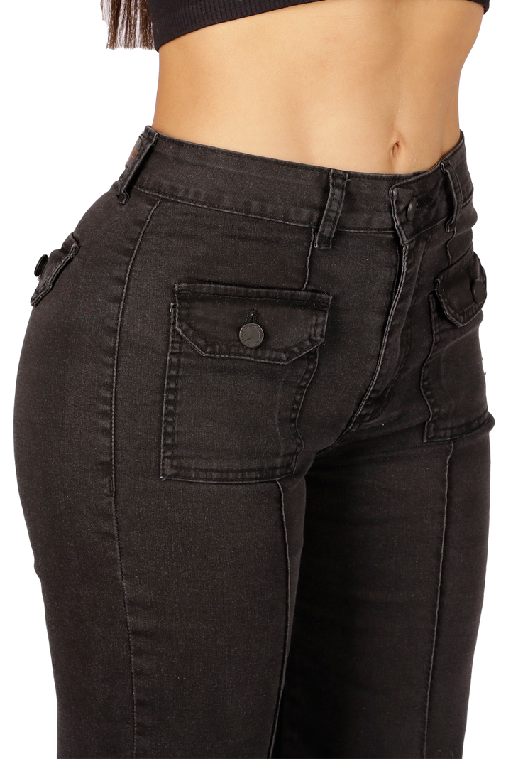 JEANS NEGRO ELASTICADO MOM MUJER JE3517N-3