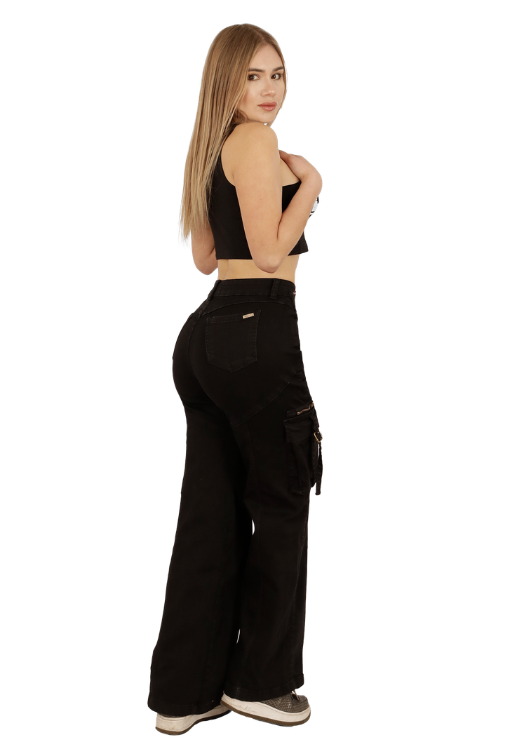 JEANS CARGO NEGRO MUJER JE3711N-1