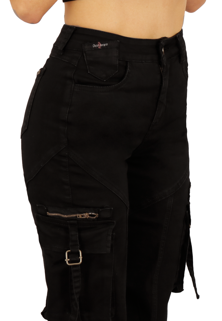 JEANS CARGO NEGRO MUJER JE3711N-2