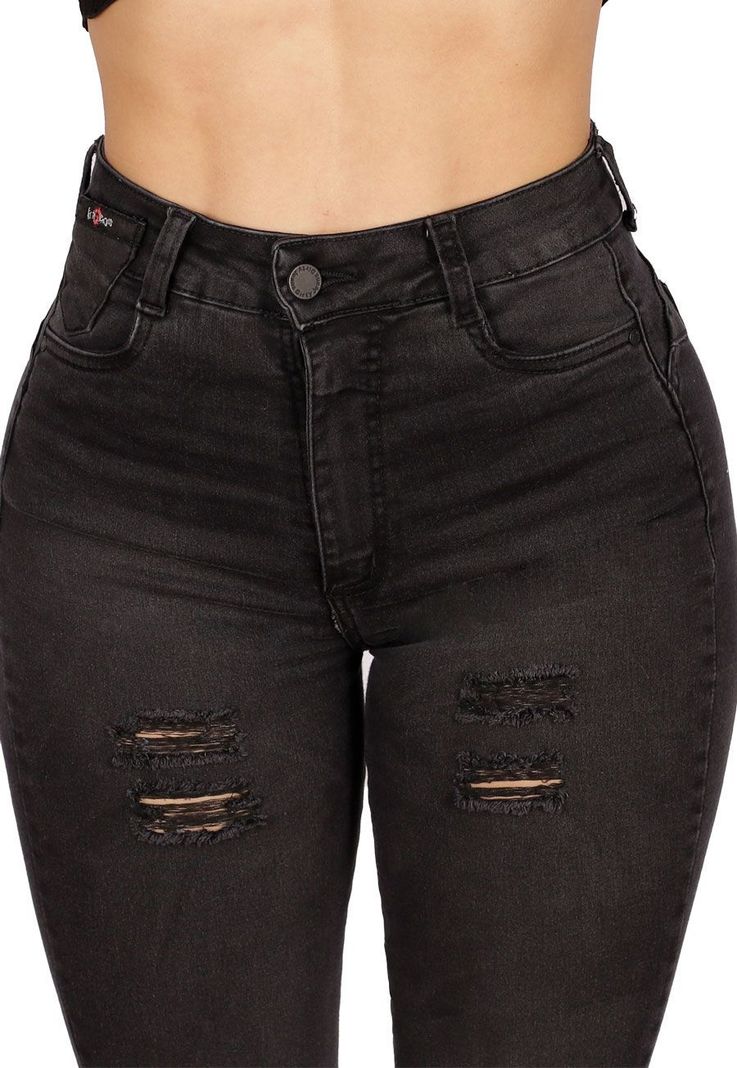Jeans Pitillo Gris Mujer Dirty -2