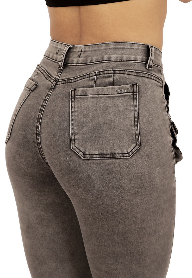 JEANS CARGO PITILLO GRIS  MUJER JE3710G-3