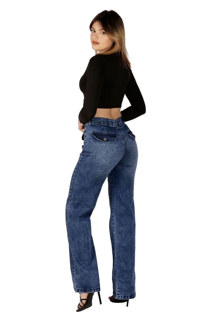 JEANS FLARE AZUL MUJER JE3517A-1