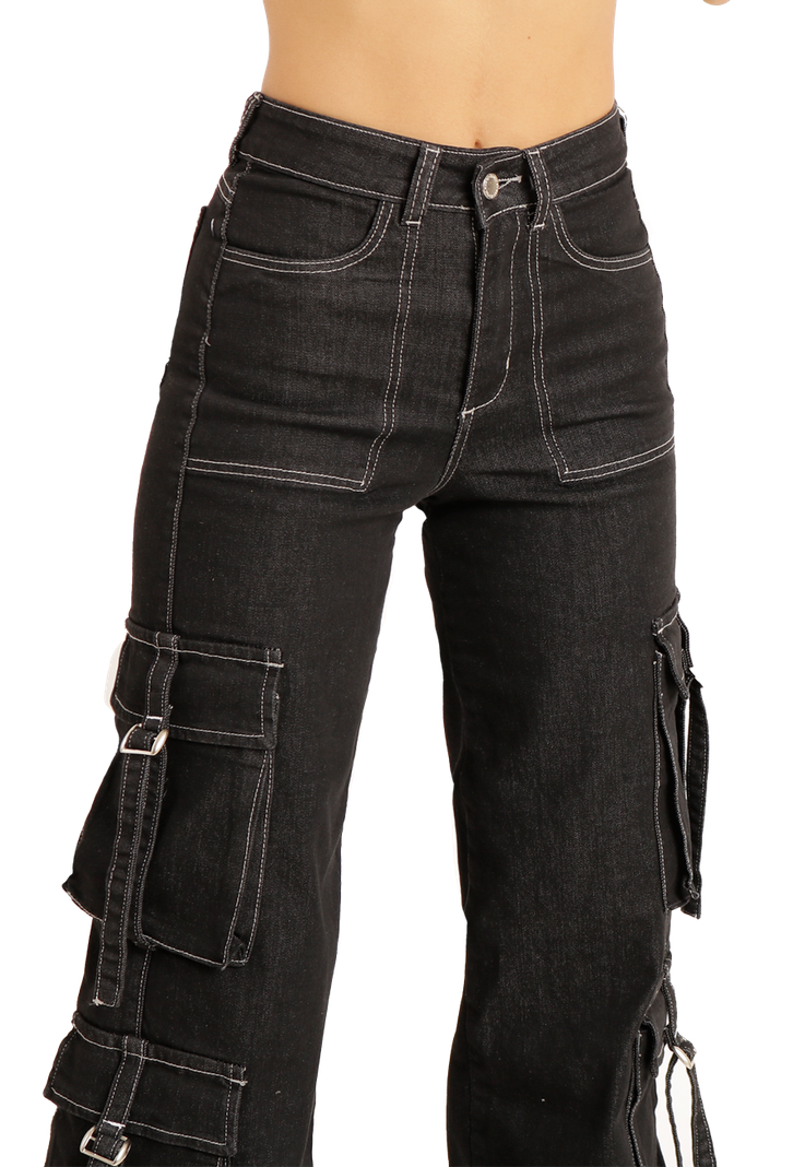 Jeans Cargo doble bolsillo Azul de Mujer -2