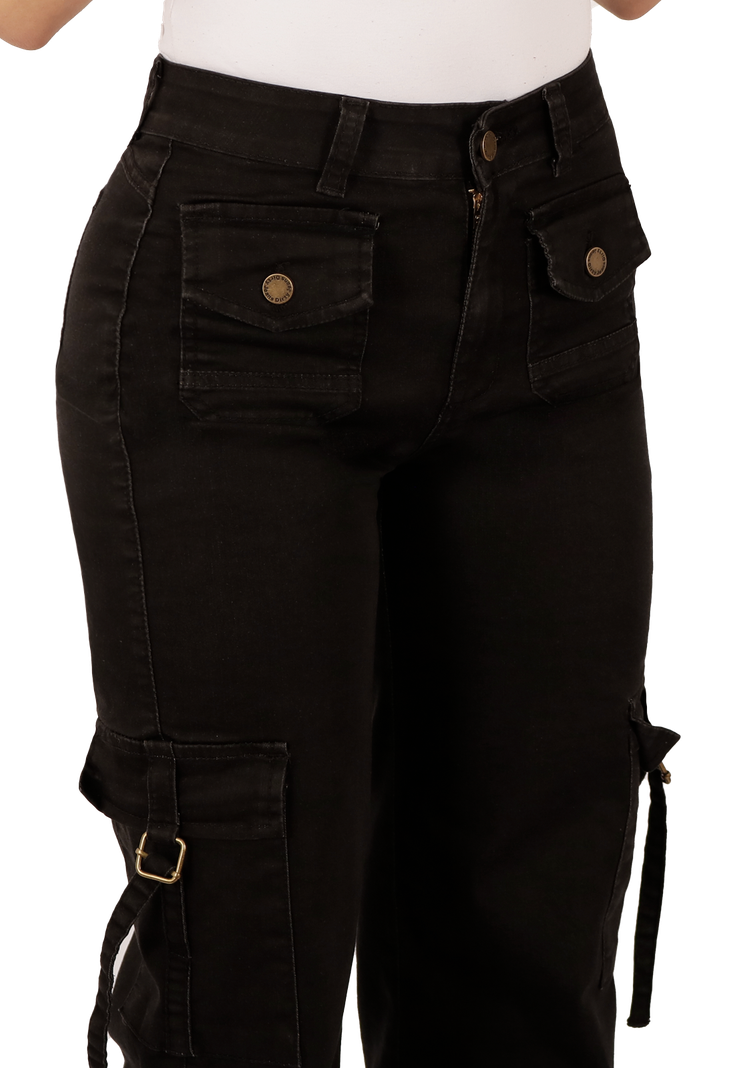 JEANS CARGO NEGRO MUJER JE3743N-2