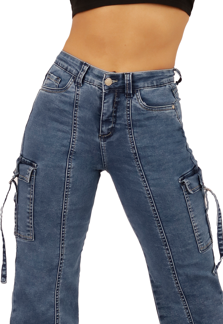 JEANS CARGO CELESTE MUJER JE3709C-2