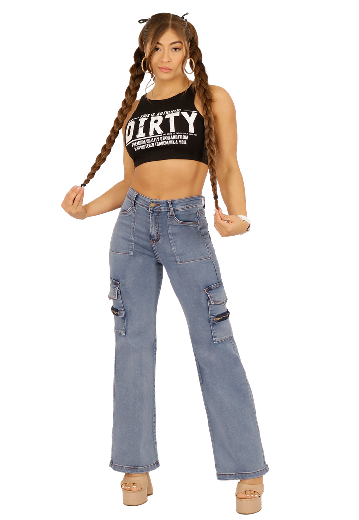 JEANS CARGO CELESTE MUJER JE3705C-0