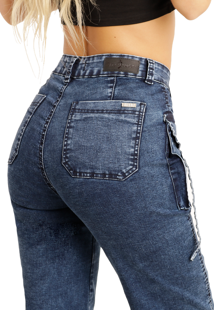 Jeans  Cargo Azul Mujer  Dirty-4