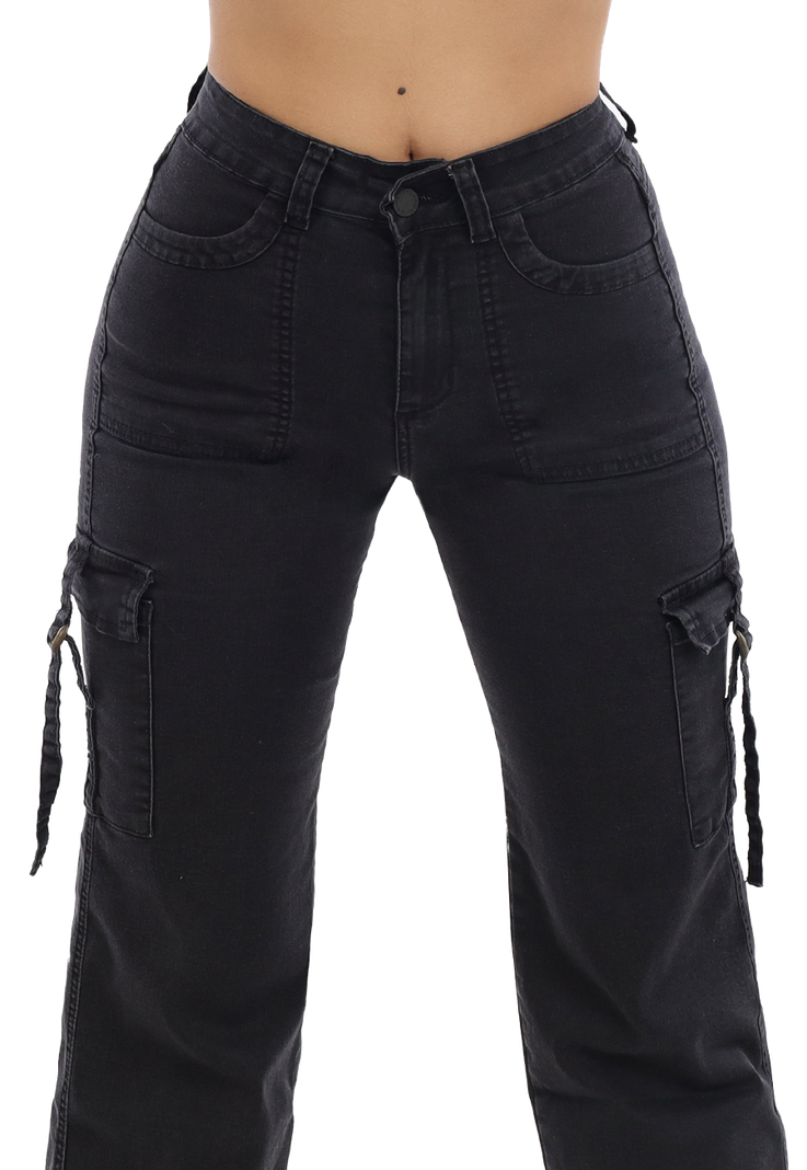 Jeans Cargo Gris Mujer Dirty JE3978G-2