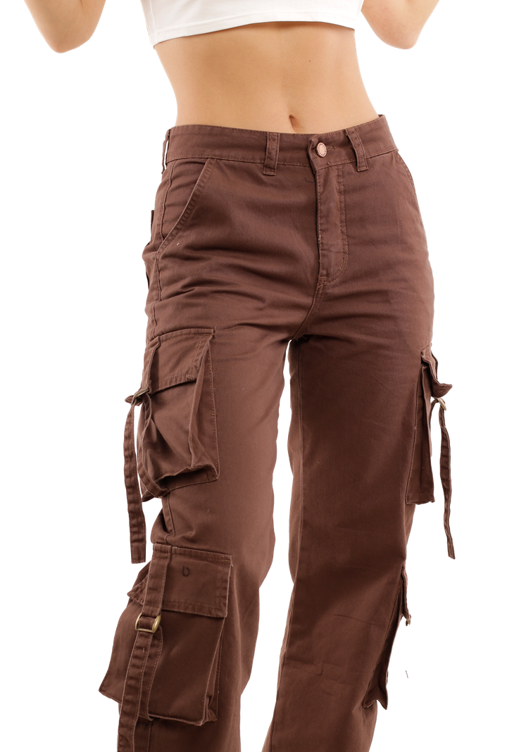 Jeans Gabardina Cargo  Café Mujer -2