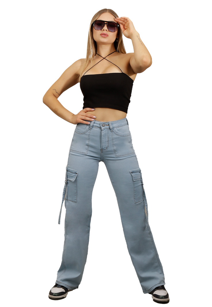 JEANS CARGO CELESTE MUJER  JE3278C2B-0