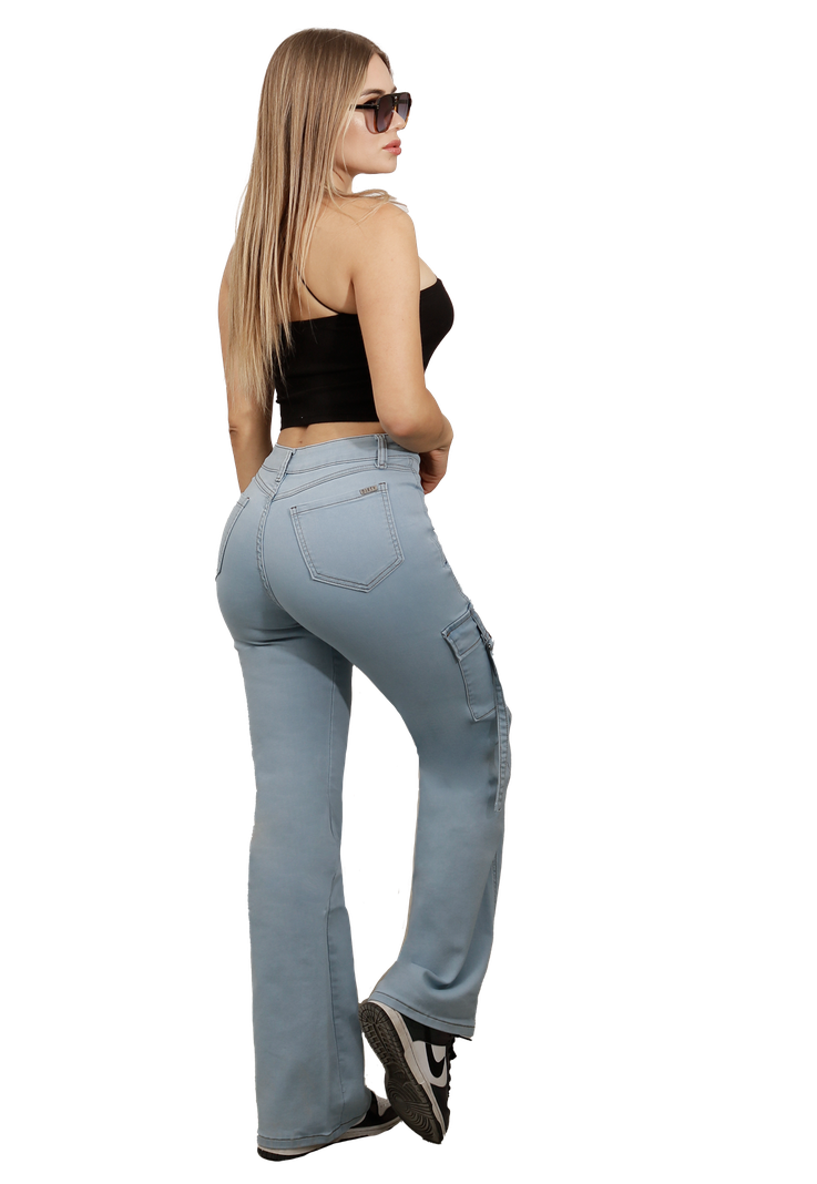 JEANS CARGO CELESTE MUJER  JE3278C2B-1