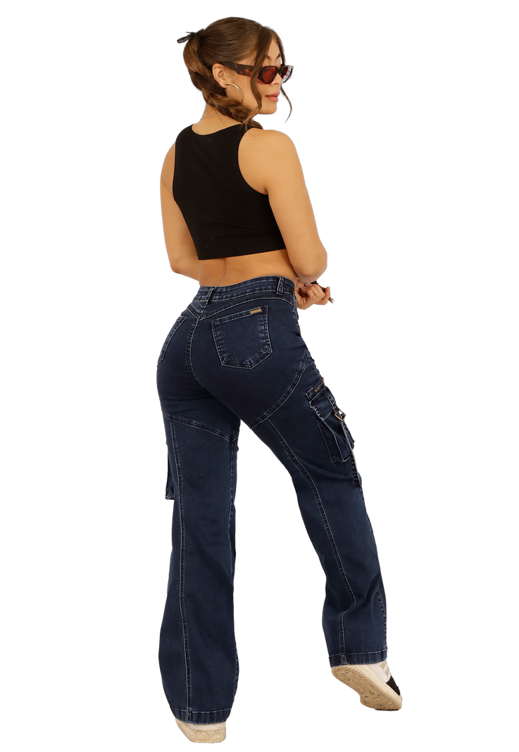 JEANS CARGO AZUL MUJER JE3711A-1