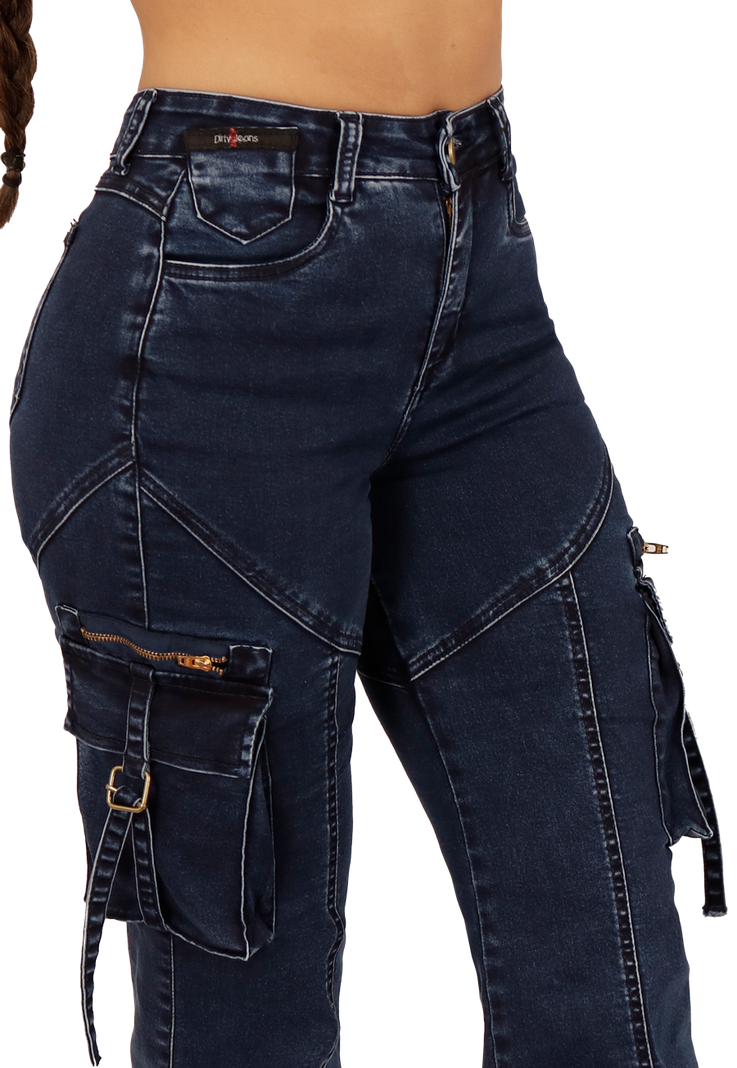 JEANS CARGO AZUL MUJER JE3711A-2