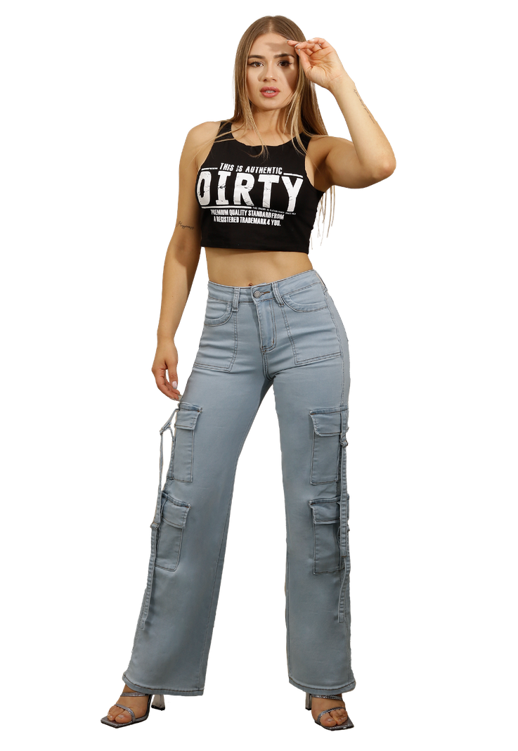 JEANS CARGO CELESTE MUJER JE3278C/4B-0