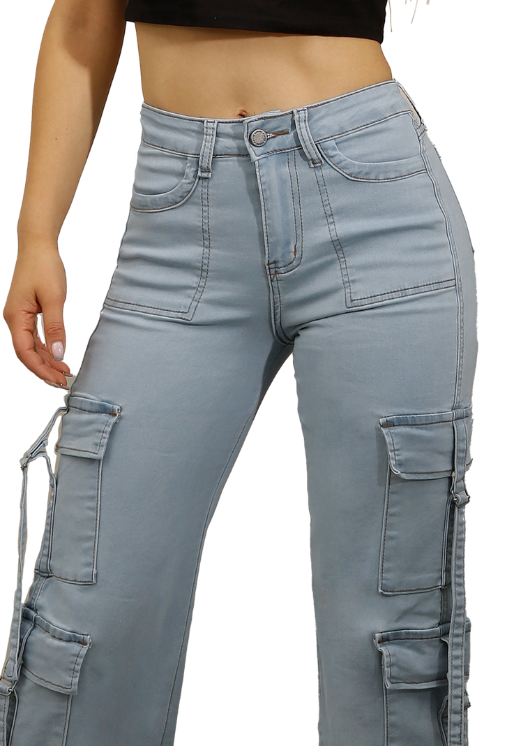 JEANS CARGO CELESTE MUJER JE3278C/4B-2
