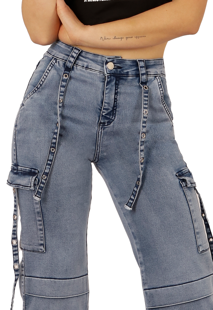 JEANS CARGO CELESTE MUJER JE3702C-2
