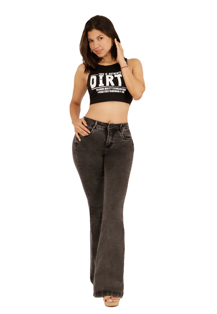 Jeans Flare Gris Mujer Dirty Jeans-0