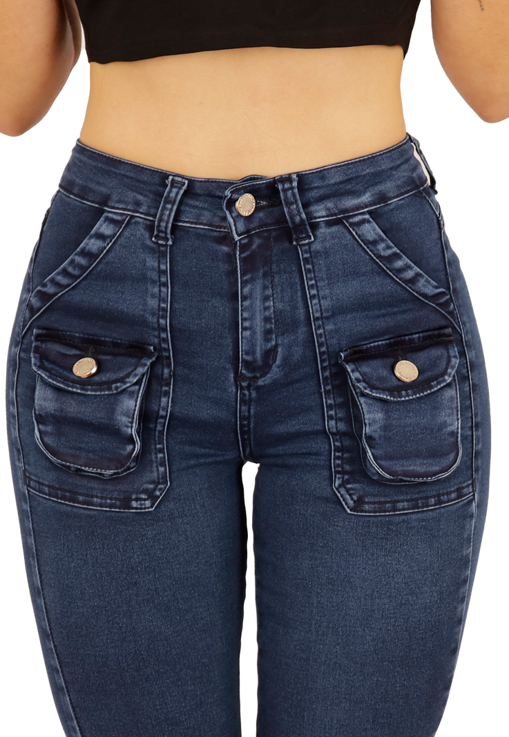 JEANS CARGO PITILLO AZUL MUJER JE3710A-2