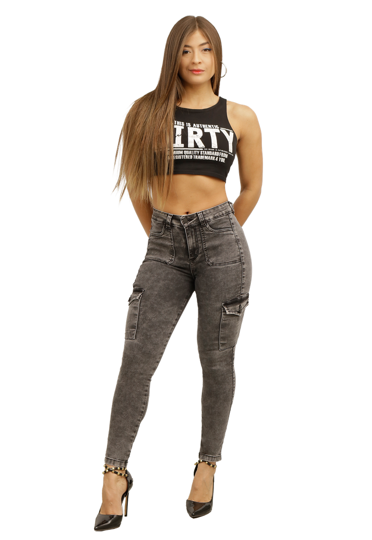 JEANS CARGO GRIS MUJER JE3707GC-0