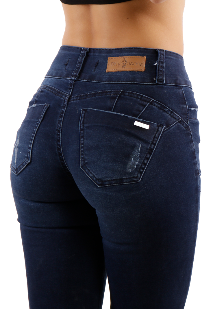 Jeans Flare de dos botones Azul Mujer Dirty-3
