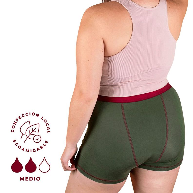 Pantaleta Menstrual Flujo Medio Color Verde-1