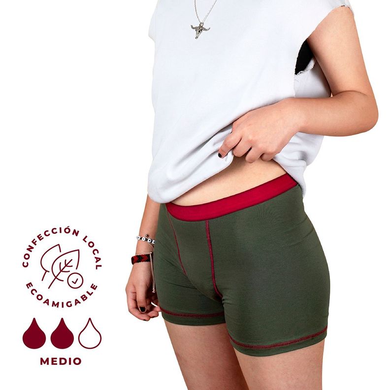 Pantaleta Menstrual Flujo Medio Color Verde-2