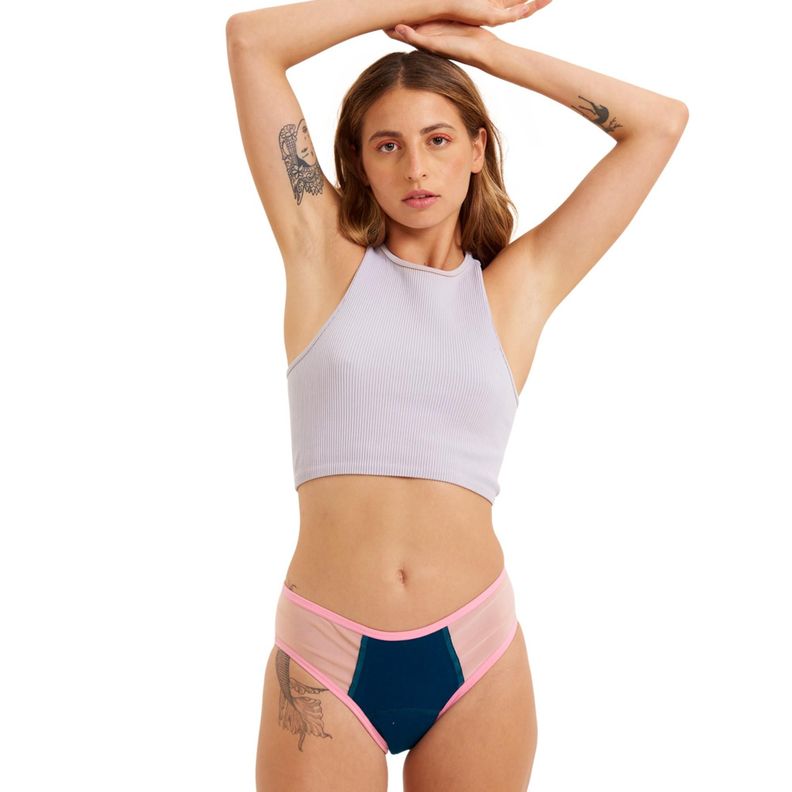 Calzón Menstrual Bikini Tiro Medio Flujo Medio Color Azul-0