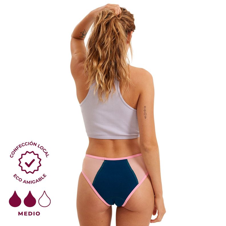 Calzón Menstrual Bikini Tiro Medio Flujo Medio Color Azul-2