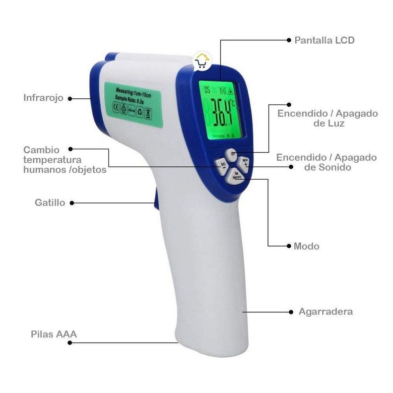 Termómetro infrarrojo multifuncional sin contacto para la medición de temperatura corporal-2